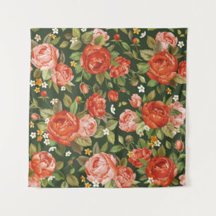 Beautiful peony flowers seamless pattern tapestry