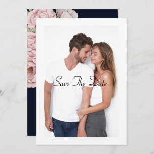 beautiful peony save the date wedding card