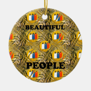 Beautiful People African Traditional Motif Colours Ceramic Tree Decoration