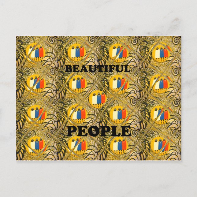 Beautiful People African Traditional Motif Colours Postcard (Front)