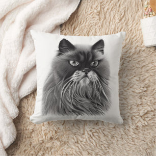 Beautiful Persian Cat in Black and White Cushion
