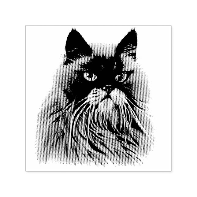 Beautiful Persian Cat Portrait  Self-inking Stamp (Design)
