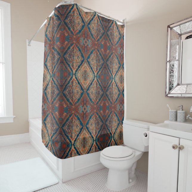 Beautiful Persian Old Pattern Modern Collection Shower Curtain (In Situ)