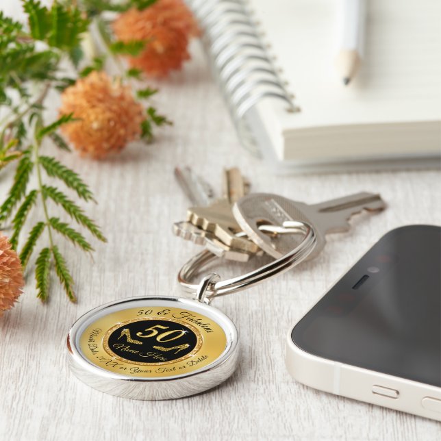 Beautiful Personalised 50th Birthday Gifts for Her Key Ring (Side)