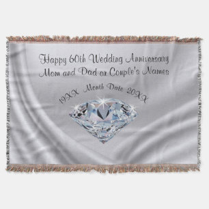 Beautiful Personalised 60th Anniversary Gift Ideas Throw Blanket