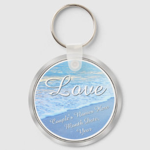 Beautiful Personalised Beach Wedding Favours Key Ring