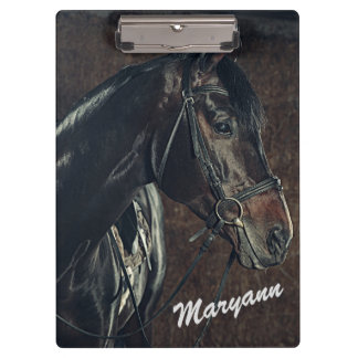Beautiful Personalised Black Horse  Clipboard