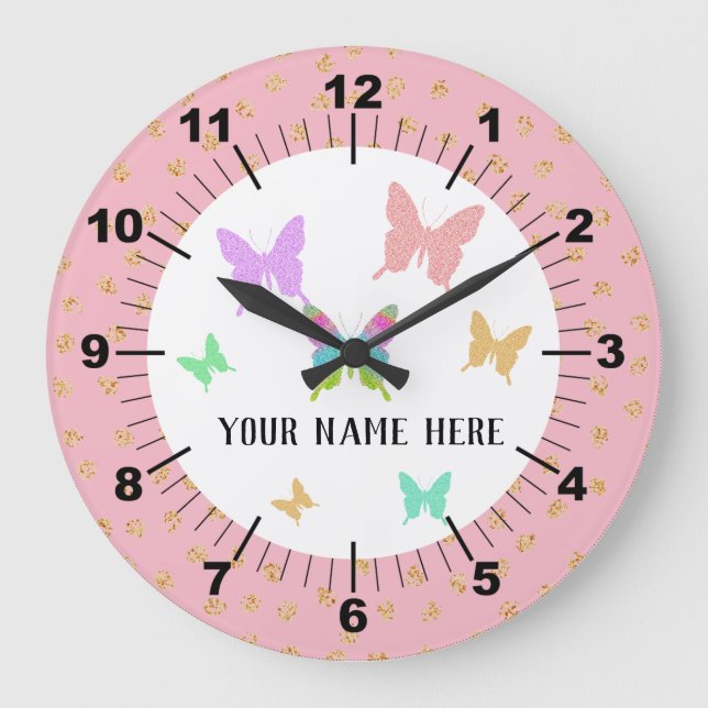 Beautiful Personalised Butterfly Large Clock (Front)