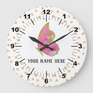 Beautiful Personalised Butterfly Large Clock