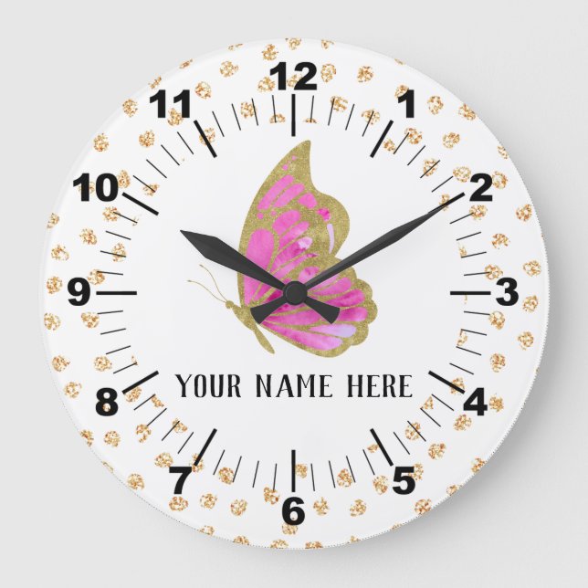 Beautiful Personalised Butterfly Large Clock (Front)