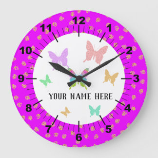 Beautiful Personalised Butterfly Large Clock