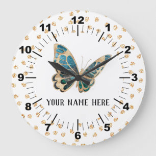 Beautiful Personalised Butterfly Large Clock