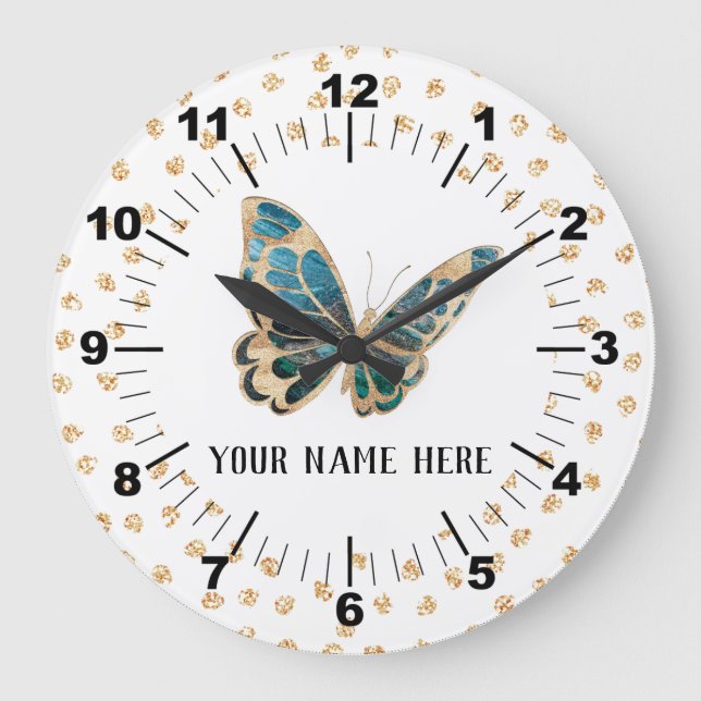 Beautiful Personalised Butterfly Large Clock (Front)