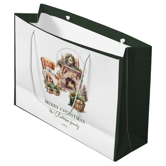 Beautiful Personalised Christmas atmosphere Large Gift Bag (Front Angled)