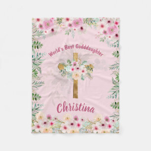 Beautiful Personalised GODDAUGHTER Pink Floral Fleece Blanket