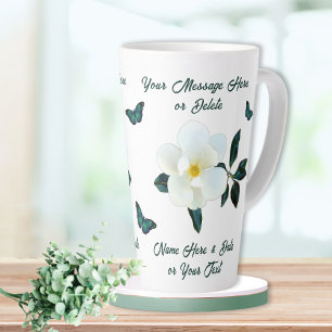 Beautiful Personalised, Magnolia Mugs, Butterflies Latte Mug