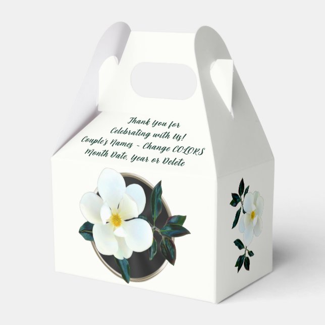 Beautiful Personalised, Magnolia Wedding Favours Favour Box (Back Side)