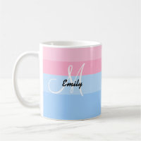 Beautiful Personalised Pastel Pink & Blue Mug