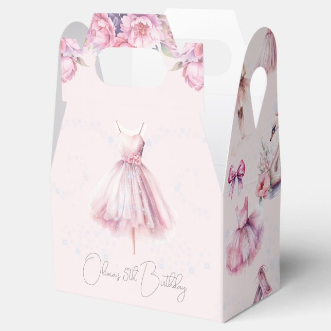 Beautiful Personalised Pink Ballerina Birthday Favour Box (Opened)