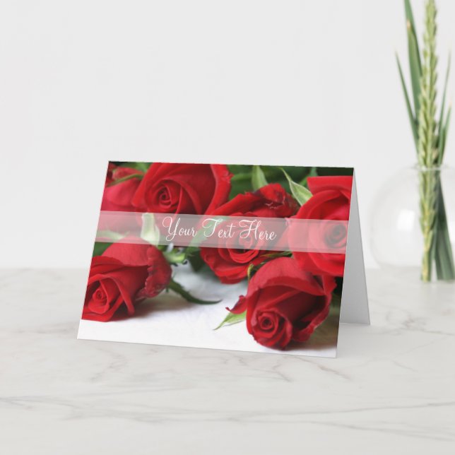 Beautiful Personalised Red Roses  All Occasion Thank You Card (Front)