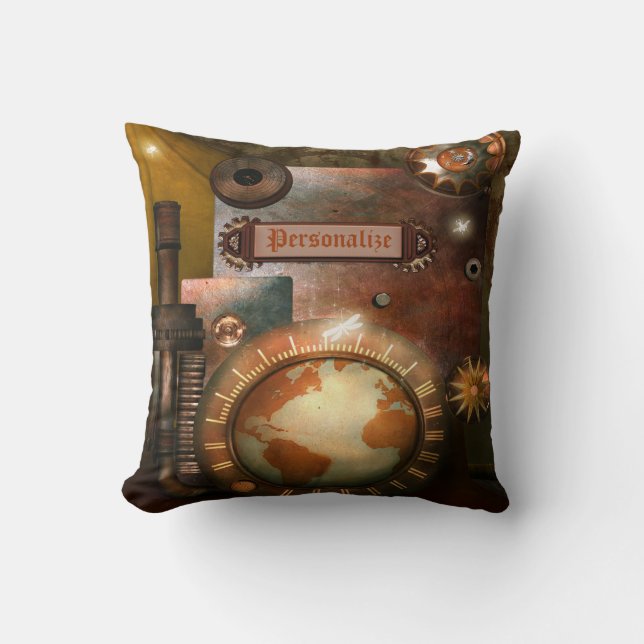 Beautiful Personalised Steampunk Throw Pillow (Front)