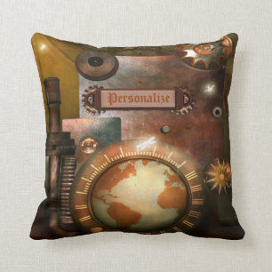Beautiful Personalised Steampunk Throw Pillow