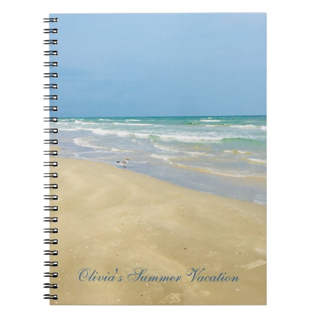 Beautiful Personalised Summer Vacation Beach Photo Notebook (Front)