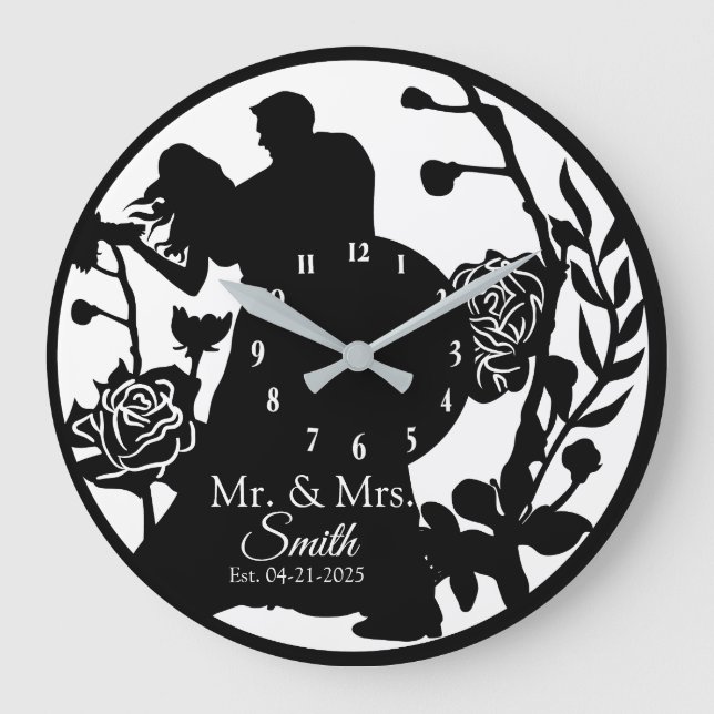 Beautiful Personalised Wedding Couple Dance Large Clock (Front)