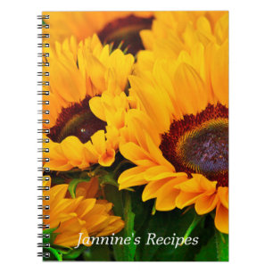 Beautiful Personalised Yellow Orange Sunflower Notebook