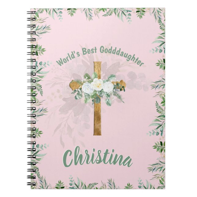 Beautiful Personalized GODDAUGHTER Pink  Notebook (Front)