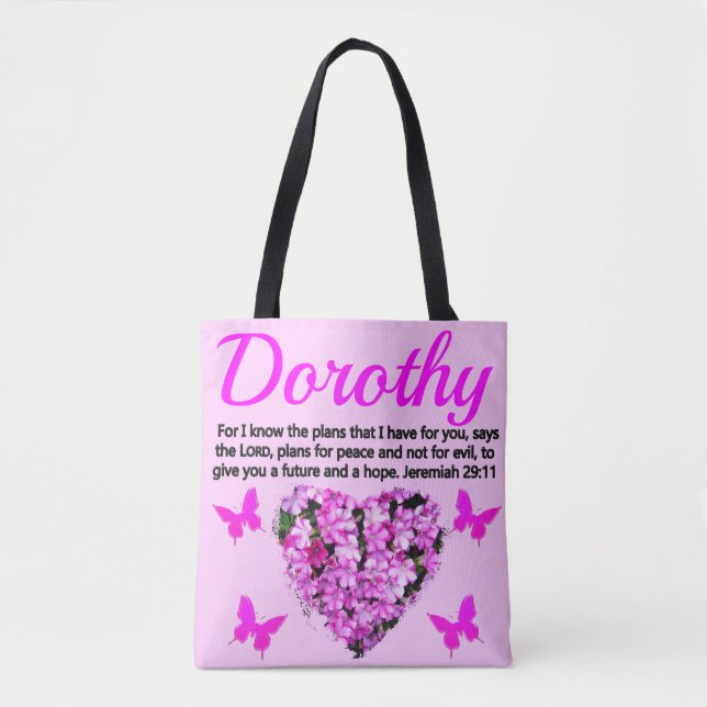 BEAUTIFUL PERSONALIZED PINK FLORAL JEREMIAH 29:11 TOTE BAG (Front)