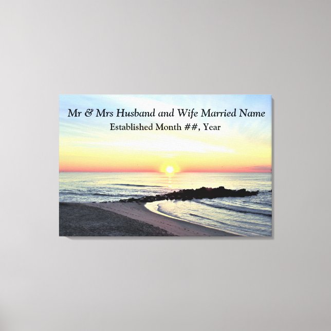 BEAUTIFUL PERSONALIZED SUNRISE WEDDING CANVAS PRINT (Front)