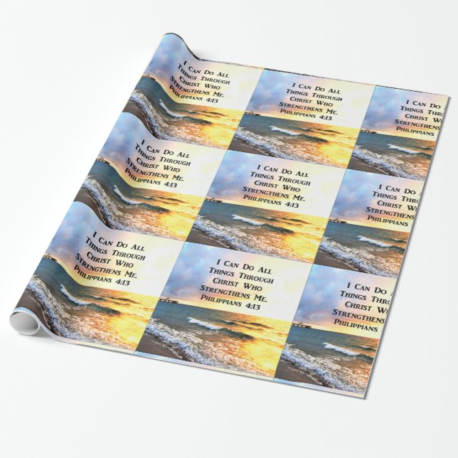 BEAUTIFUL PHILIPPIANS 4:13 SCRIPTURE PHOTO WRAPPING PAPER (Unrolled)