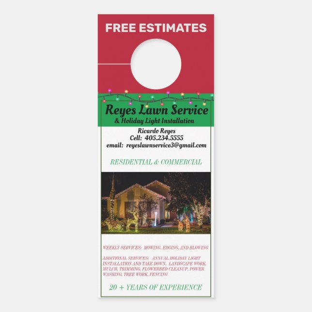 Beautiful Photo Christmas Lights Installation Door Hanger (Front)