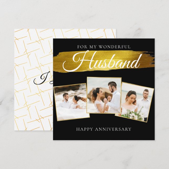 Beautiful Photo Husband Wedding Anniversary Card (Front/Back)