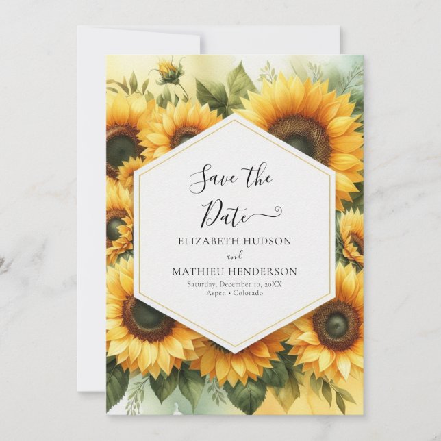 Beautiful Photo Sunflower Wedding Save The Date (Front)