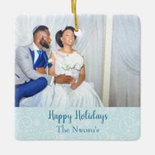 Beautiful Photo Wedding Theme Snowflakes Ceramic Ornament