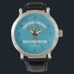 Beautiful Physical Therapy Inspirational Quote Watch<br><div class="desc">Physical Therapy Heals From Within wristwatch. A cute physical therapist quote gift with a beautiful tree with rainbow leaves and helping hands as the tree limbs that lift them up. Motivational and beautiful watch for a PT.</div>