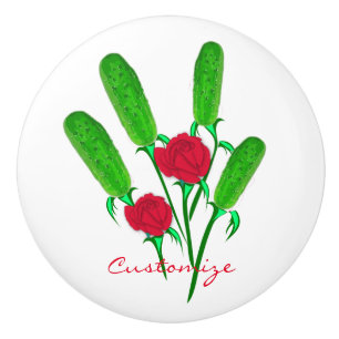 Beautiful Pickle Bouquet with Roses Thunder_Cove Ceramic Knob