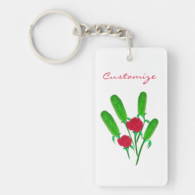Beautiful Pickle Bouquet with Roses Thunder_Cove Key Ring (Front)
