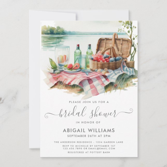 Beautiful Picnic Lake Forest Fruit Bridal Shower Invitation (Front)