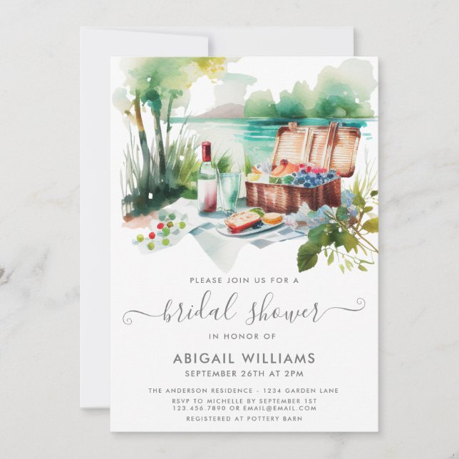 Beautiful Picnic Lake Forest Fruit Bridal Shower Invitation (Front)