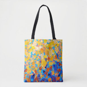 Beautiful pictorial handmade gouache dab etude ske tote bag