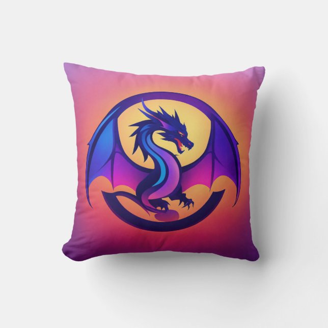 Beautiful pillow with dragon design  (Front)