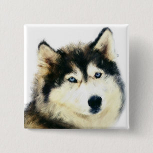 Beautiful Pin Button - Siberian Husky