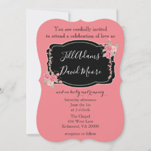 Beautiful Pink and Black Wedding Invitation
