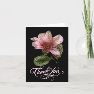 Beautiful Pink and Gold Floral Thank You Card