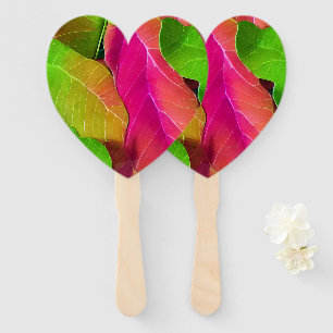 Beautiful Pink and Green Leafy Pattern Hand Fan