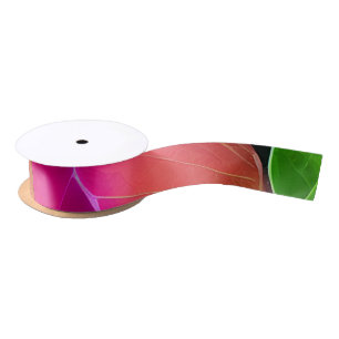Beautiful Pink and Green Leafy Pattern  Satin Ribbon