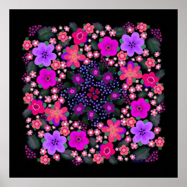 Beautiful Pink and Purple Flowers Poster (Front)